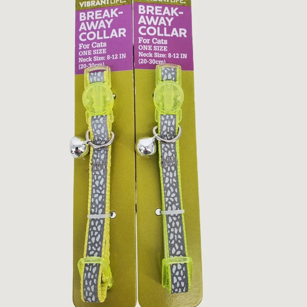 Vibrant Life Breakaway Cat Collar 2 Pk‎ Reflective Neon Yellow 8-12in Adjustable